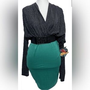 Apple Bottoms Dress Women's S M L Plunging Neckline Bodycon waist NYE Party NWT
